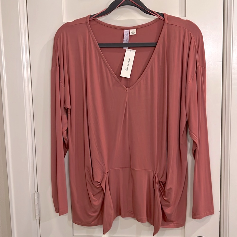 ALYA women’s long sleeve cotton top size small in rose color.